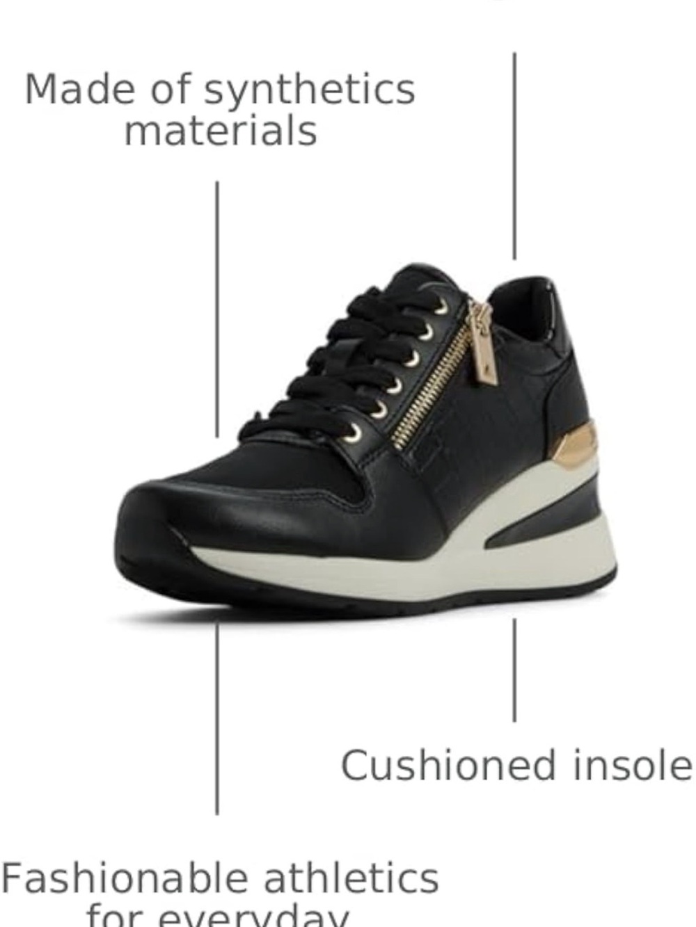 ALDO Women's Adwiwia wedge sneakers black and gold